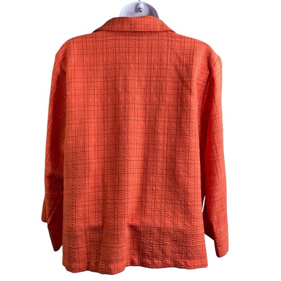 Habitat Women's Orange Textured Chore Jacket Size L Lagenlook Coastal Artsy Boho - Picture 2 of 13